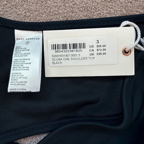 NEW - Good American - Scuba One Shoulder Top - Black - Size 3/Large - Picture 5 of 5